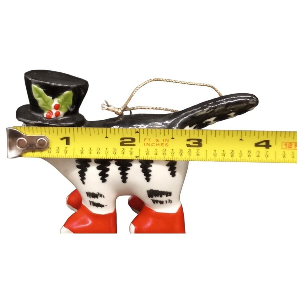 Vtg Christmas Cat Ornament Ceramic Black White Red Boots Top Hat Holiday Kliban - Picture 16 of 16